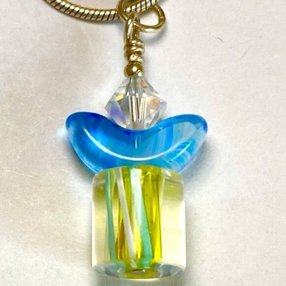 WY# “Bluebird on His Perch” Crystal & Sterling 925 Silver Chain Necklace - Picture 3 of 8